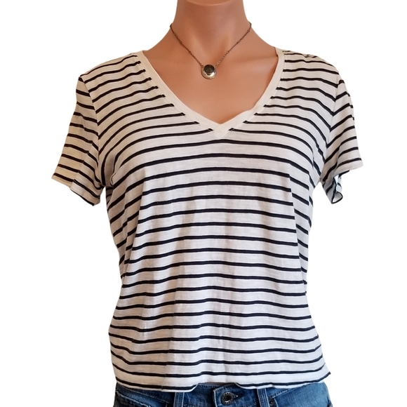 Madewell Striped V Neck Cotton Tee shirt size small FINAL PRICE! - Picture 10 of 11